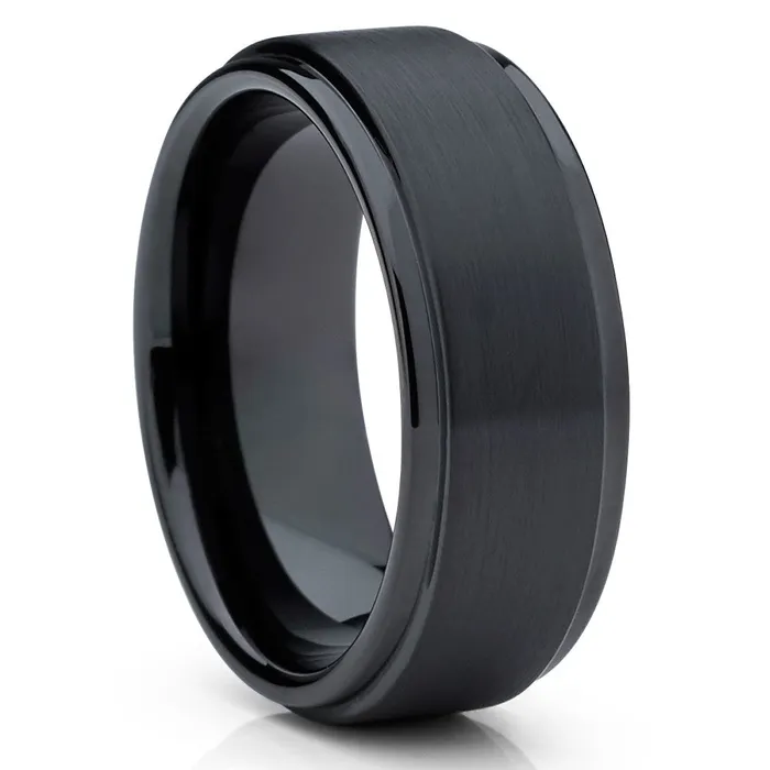 Black Wedding Band Black Tungsten Ring Tungsten Wedding Ring Engagement Ring Clean Casting Jewelry Rings
