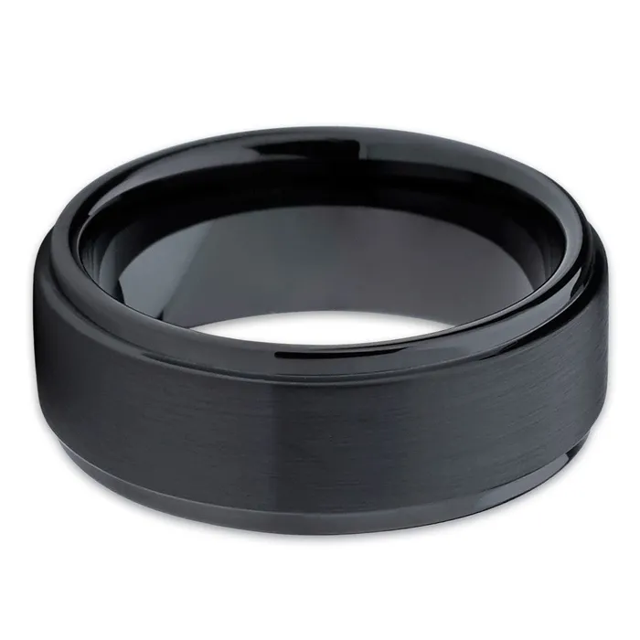 Black Wedding Band Black Tungsten Ring Tungsten Wedding Ring Engagement Ring Clean Casting Jewelry Rings