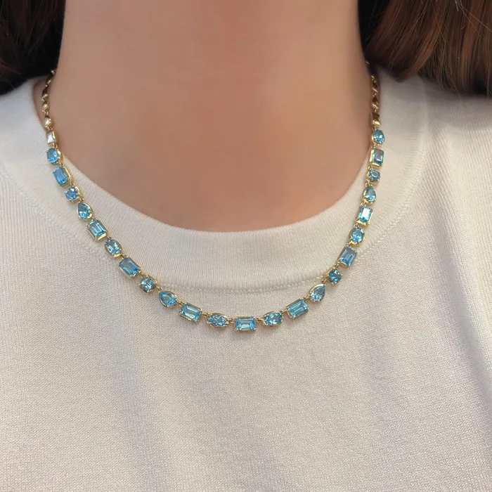 Blue Topaz Multi Shape Necklace SG Fine Necklaces