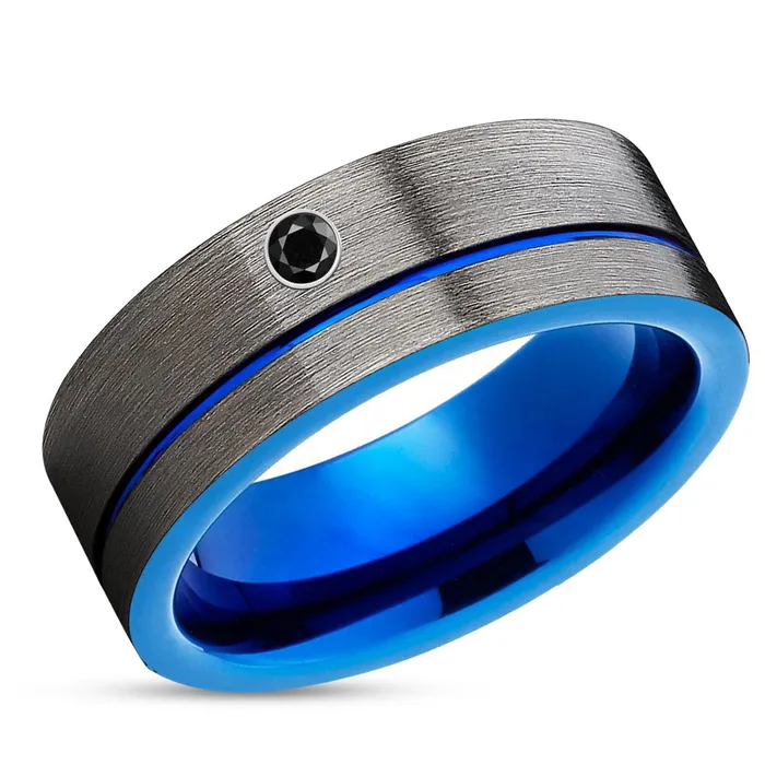 Blue Tungsten Ring Gunmetal Wedding Ring Black Tungsten Ring Anniversary Ring Clean Casting Jewelry Rings Blue Tungsten Ring Gunmetal Wedding Ring Black Tungsten Ring Anniversary Ring Clean Casting Jewelry Rings