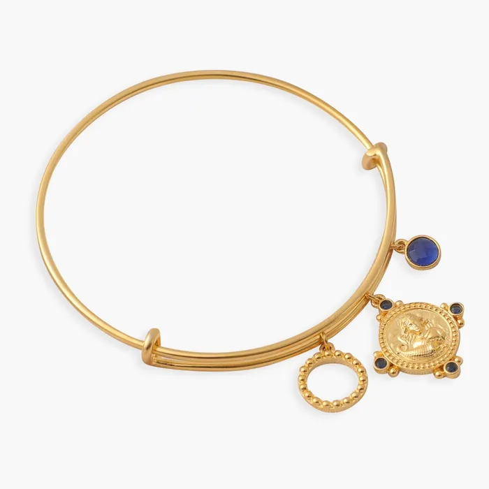 Bracelets Blue Zircon Virgo Zodiac Coin Gold Plated Silver Bracelet SILVER