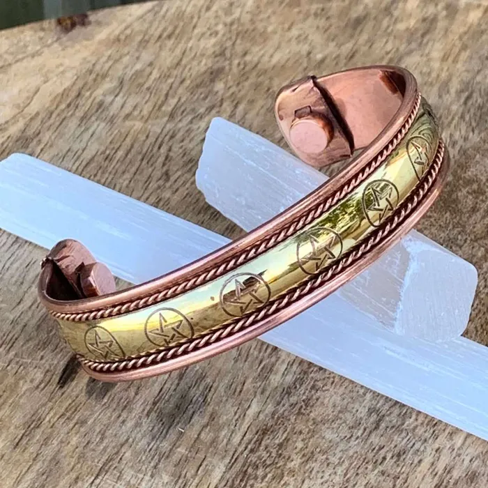 Bracelets Powerful Copper Bracelet Handmade Cuff Wristband Magic Crystals