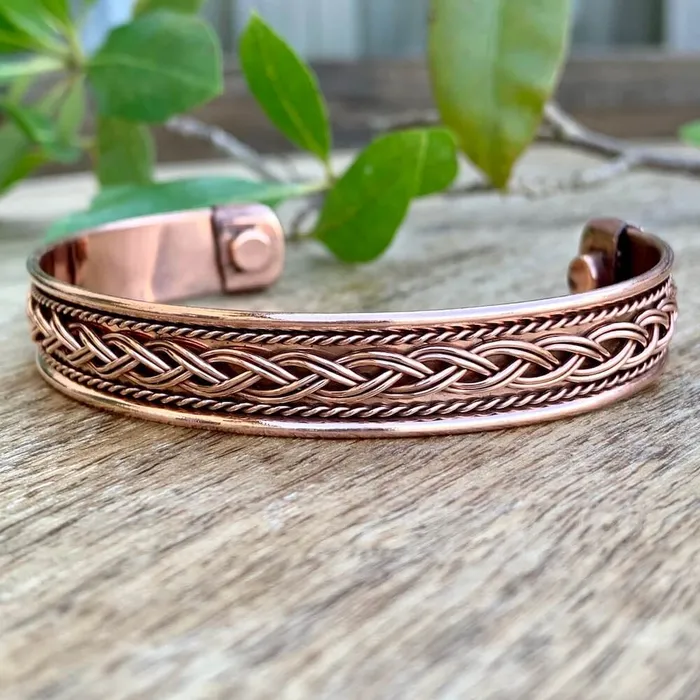 Bracelets Powerful Copper Bracelet Handmade Cuff Wristband Magic Crystals