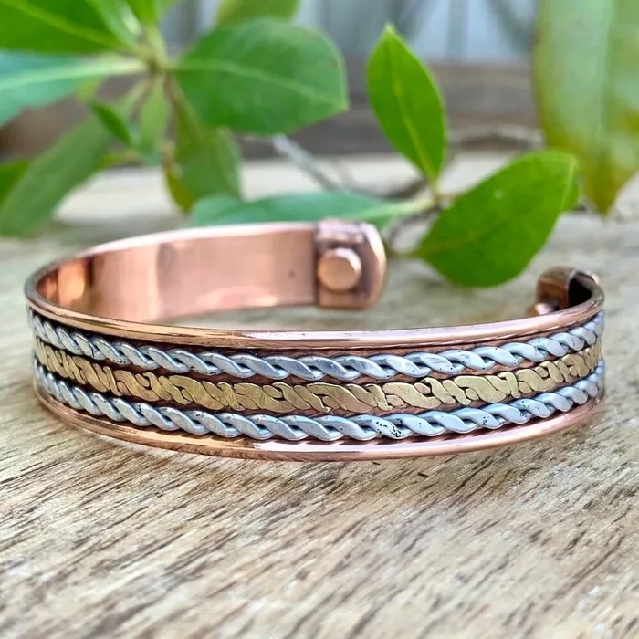 Bracelets Powerful Copper Bracelet Handmade Cuff Wristband Magic Crystals