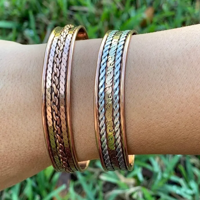 Bracelets Powerful Copper Bracelet Handmade Cuff Wristband Magic Crystals