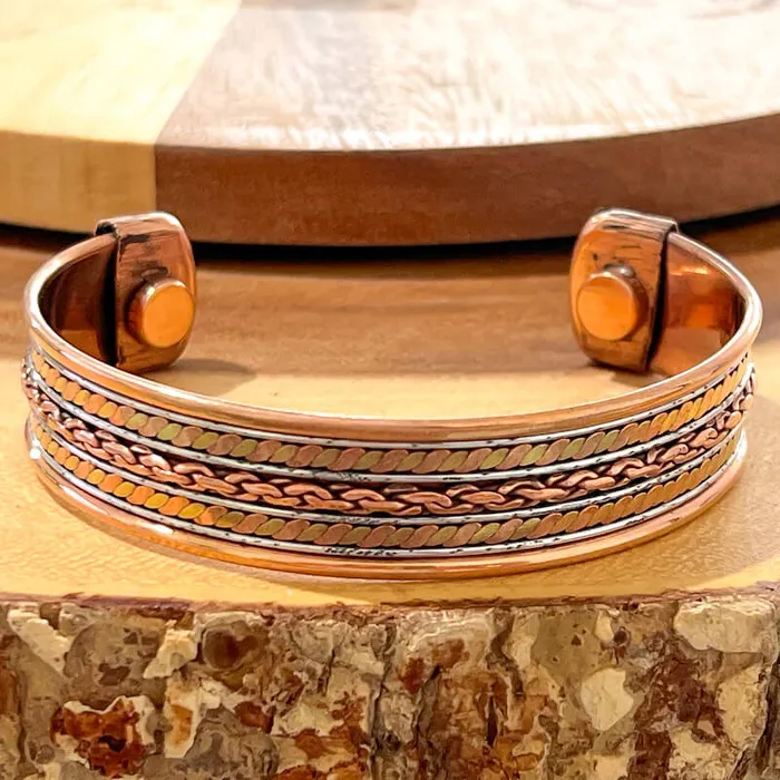 Bracelets Powerful Copper Bracelet Handmade Cuff Wristband Magic Crystals