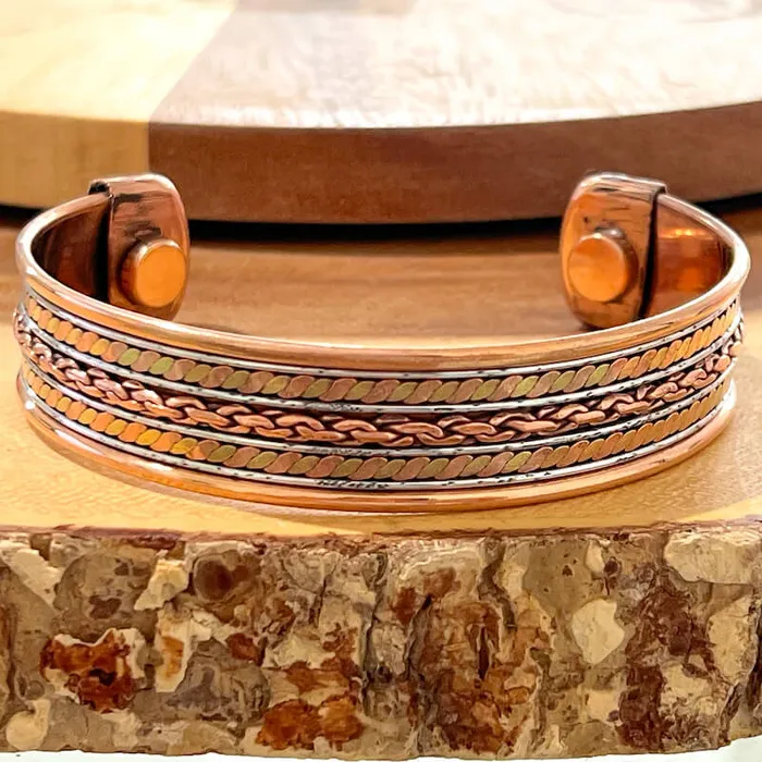 Bracelets Powerful Copper Bracelet Handmade Cuff Wristband Magic Crystals