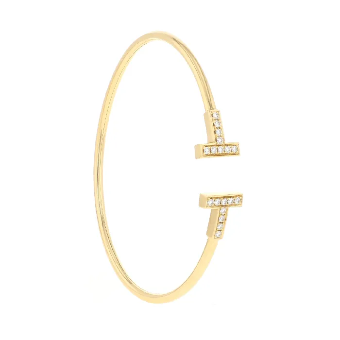 Bracelets Shop IDC estore Estate Tiffany Co 18K Yellow Gold Diamond Tiffany T Cuff Bracelet 018CTW Bracelets Shop IDC estore Estate Tiffany Co 18K Yellow Gold Diamond Tiffany T Cuff Bracelet 018CTW