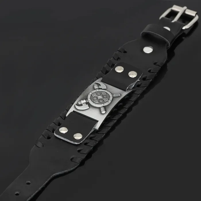 Bracelets VikingStore VIKING LEATHER BRACELET CROSS AXE