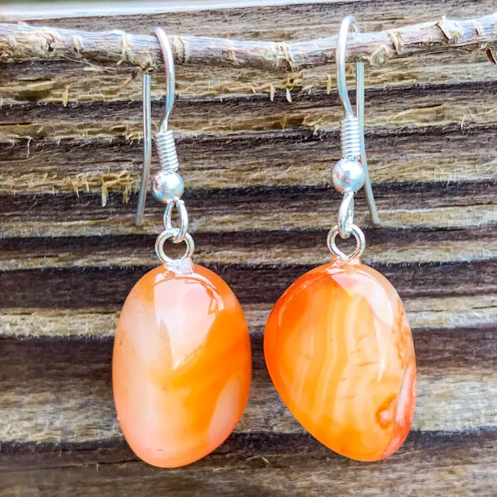 Carnelian Tumbled Earrings Magic Crystals Earrings