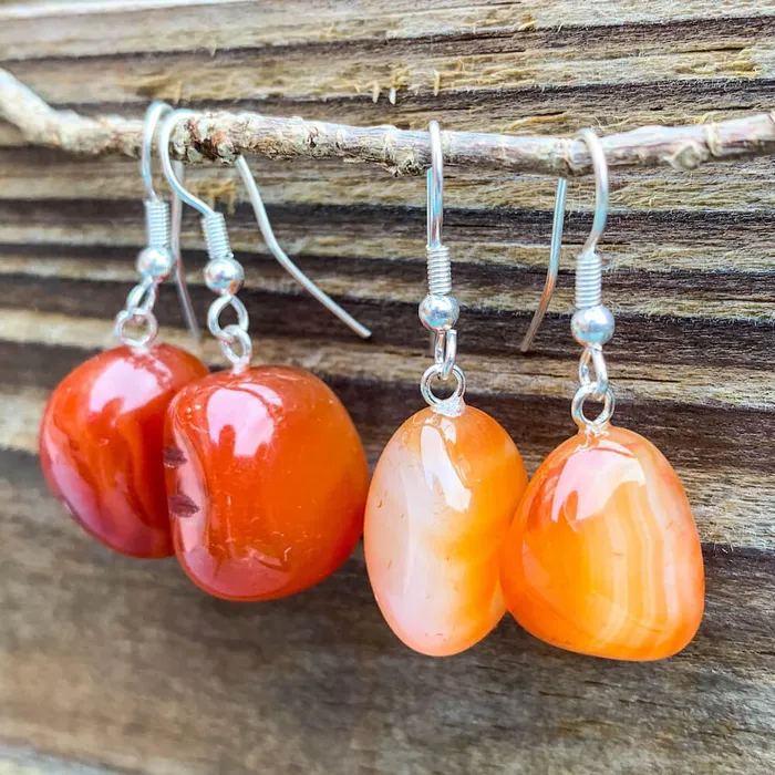 Carnelian Tumbled Earrings Magic Crystals Earrings