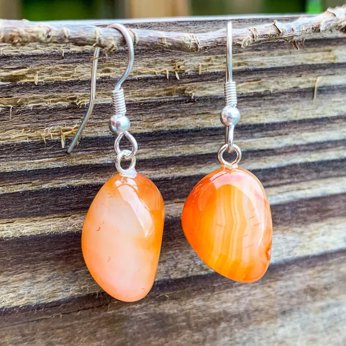 Carnelian Tumbled Earrings Magic Crystals Earrings