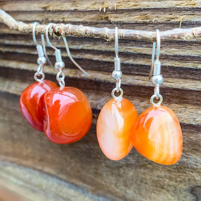 Carnelian Tumbled Earrings Magic Crystals Earrings