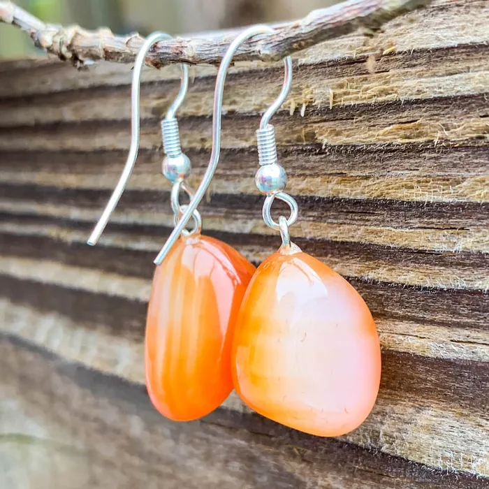 Carnelian Tumbled Earrings Magic Crystals Earrings