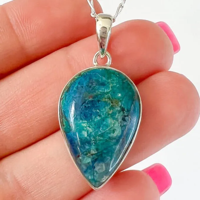 Chrysocolla Sterling Silver Necklace Magic Crystals Necklaces
