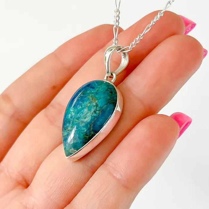 Chrysocolla Sterling Silver Necklace Magic Crystals Necklaces