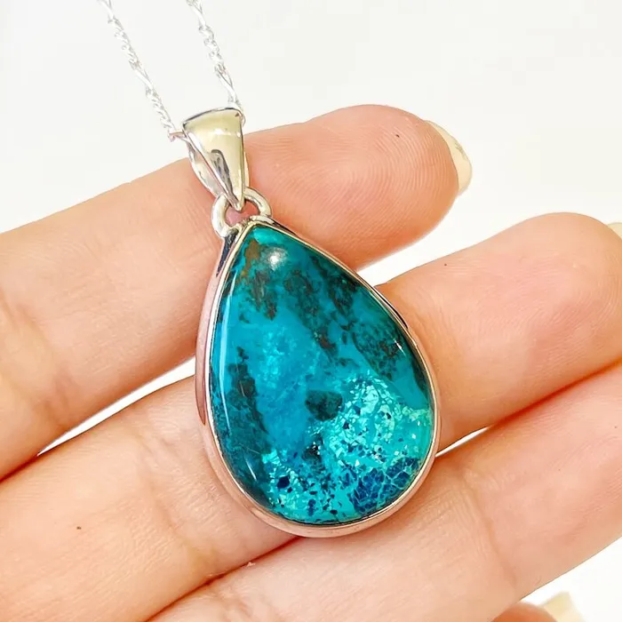 Chrysocolla Sterling Silver Necklace Magic Crystals Necklaces