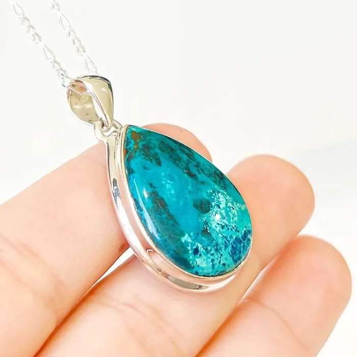 Chrysocolla Sterling Silver Necklace Magic Crystals Necklaces