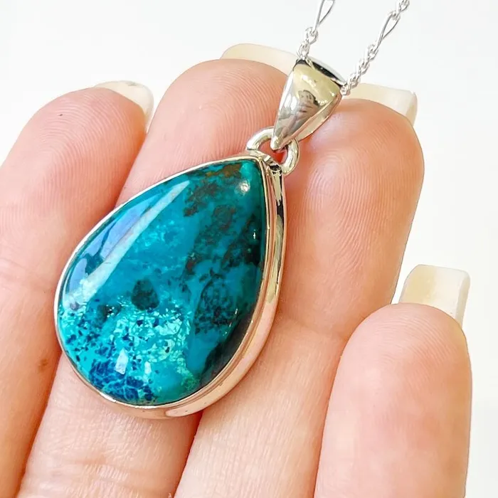 Chrysocolla Sterling Silver Necklace Magic Crystals Necklaces