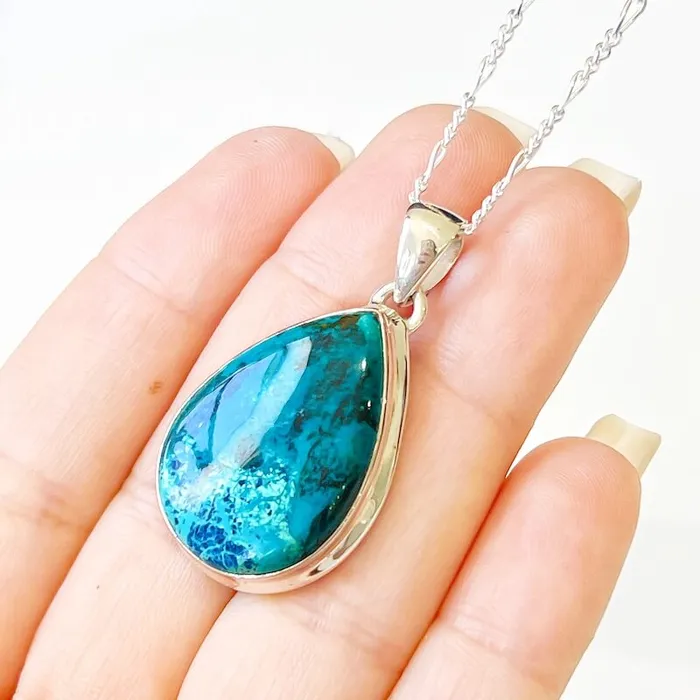 Chrysocolla Sterling Silver Necklace Magic Crystals Necklaces