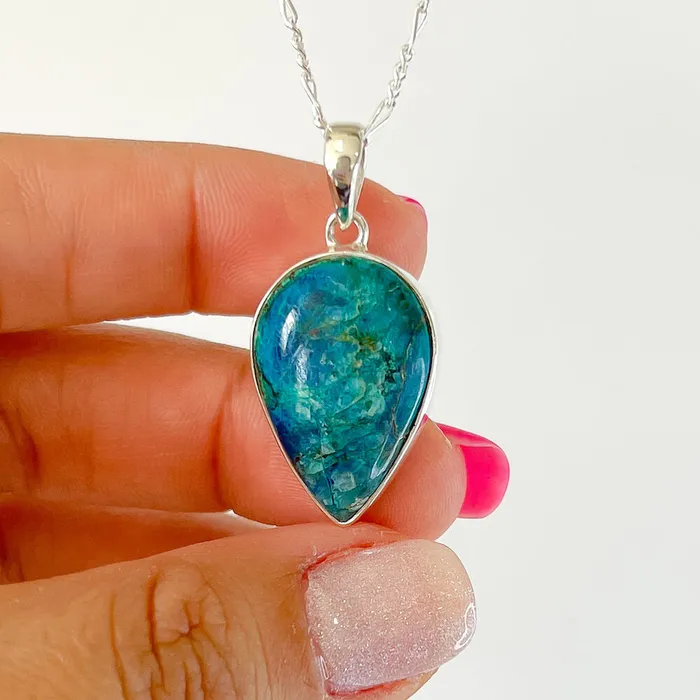 Chrysocolla Sterling Silver Necklace Magic Crystals Necklaces