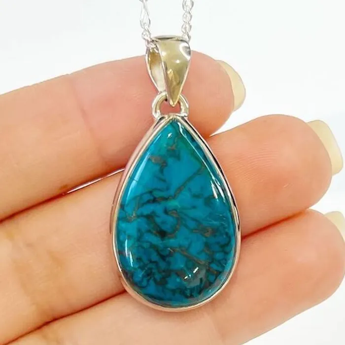 Chrysocolla Sterling Silver Necklace Magic Crystals Necklaces