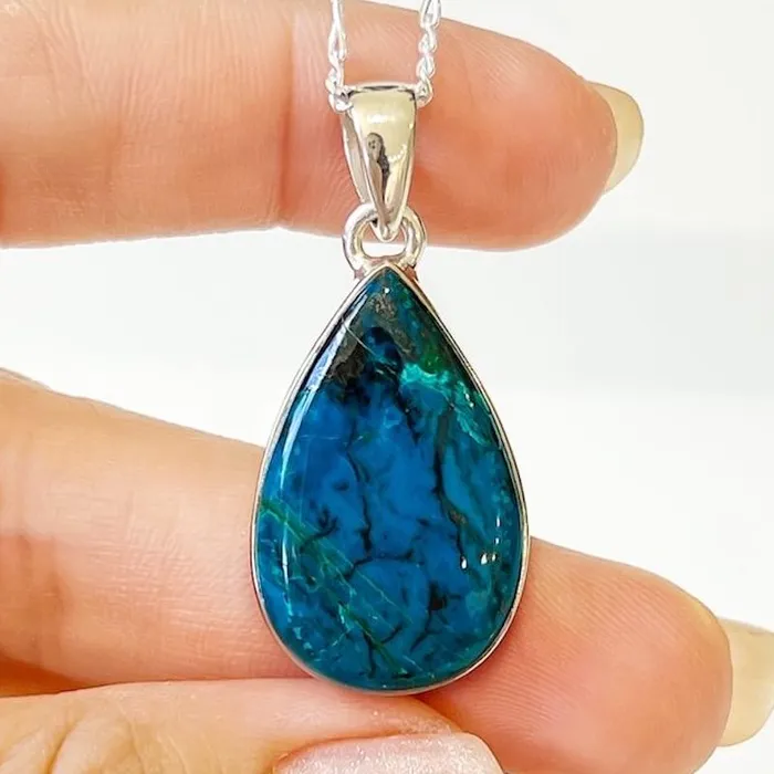 Chrysocolla Sterling Silver Necklace Magic Crystals Necklaces