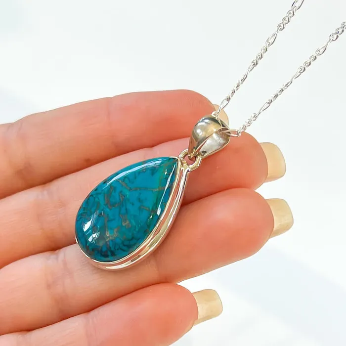Chrysocolla Sterling Silver Necklace Magic Crystals Necklaces
