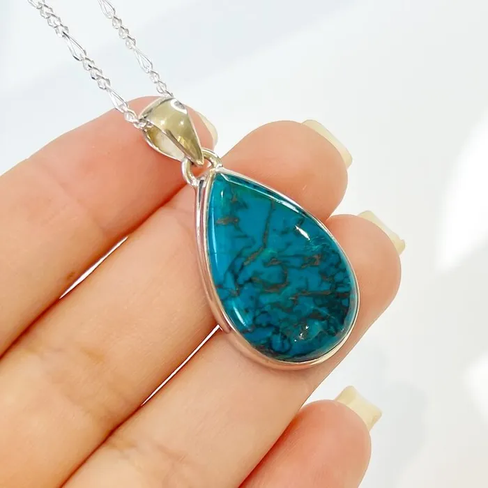 Chrysocolla Sterling Silver Necklace Magic Crystals Necklaces