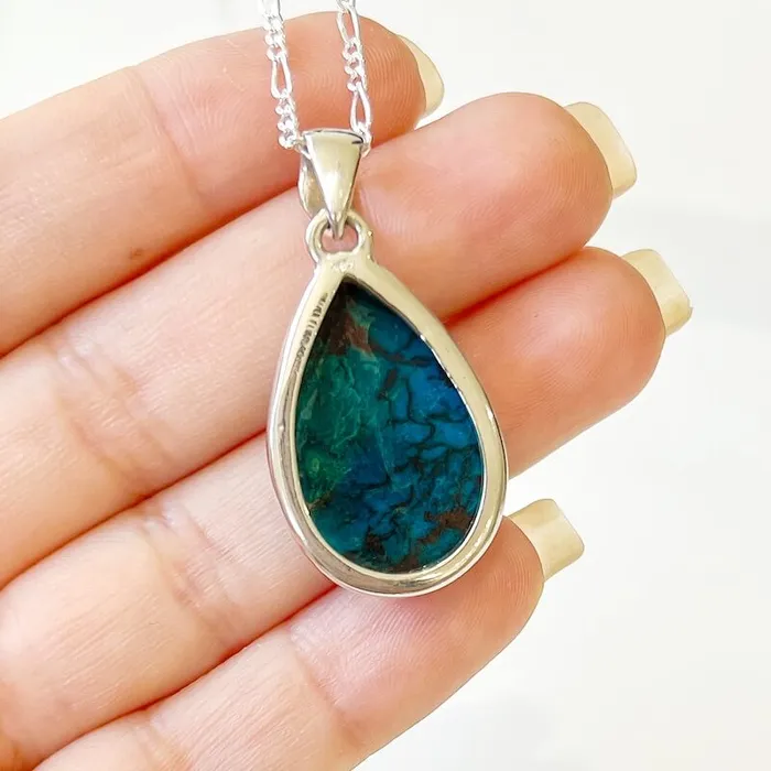 Chrysocolla Sterling Silver Necklace Magic Crystals Necklaces