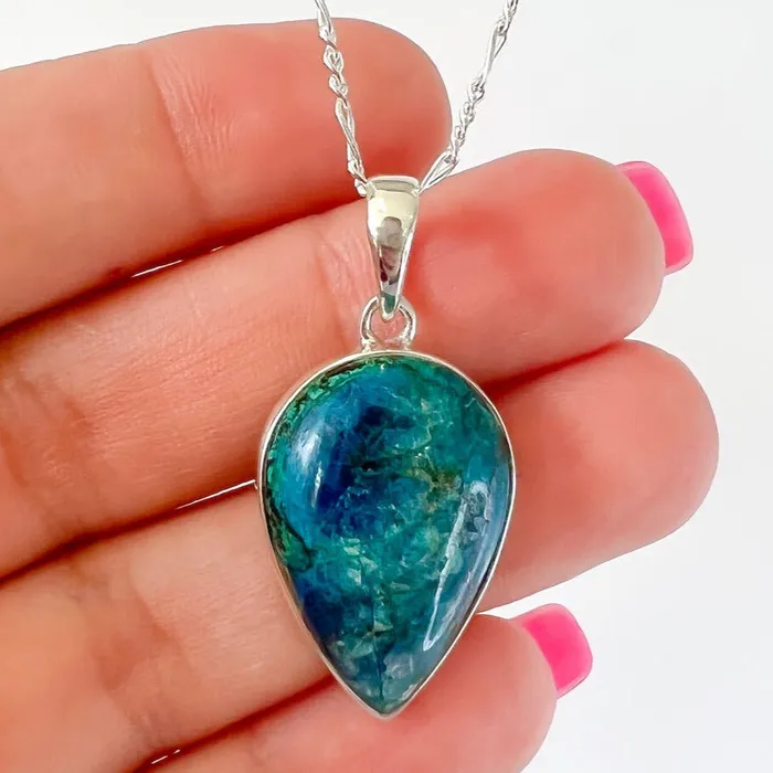 Chrysocolla Sterling Silver Necklace Magic Crystals Necklaces