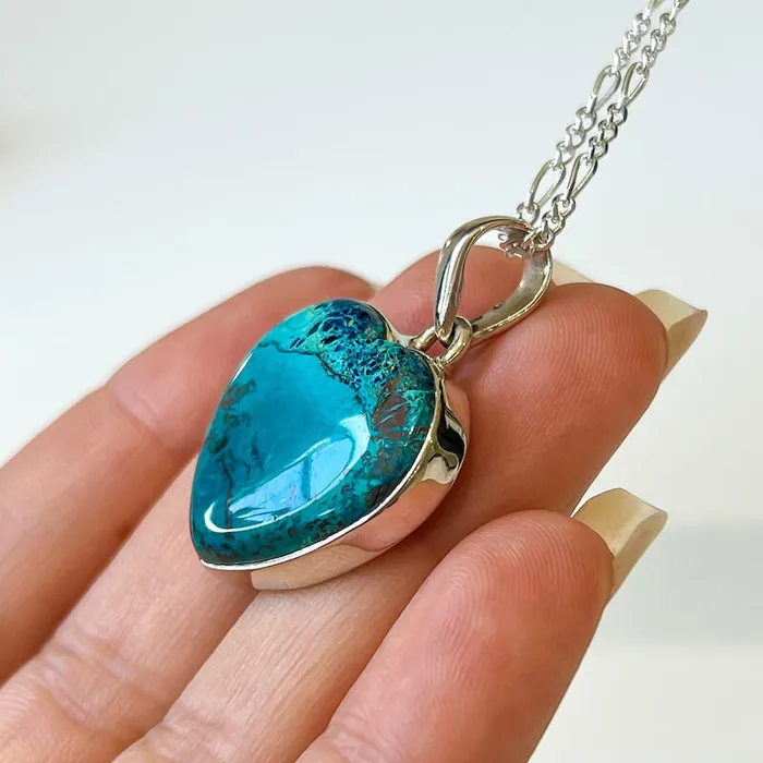 Chrysocolla Sterling Silver Necklace Magic Crystals Necklaces