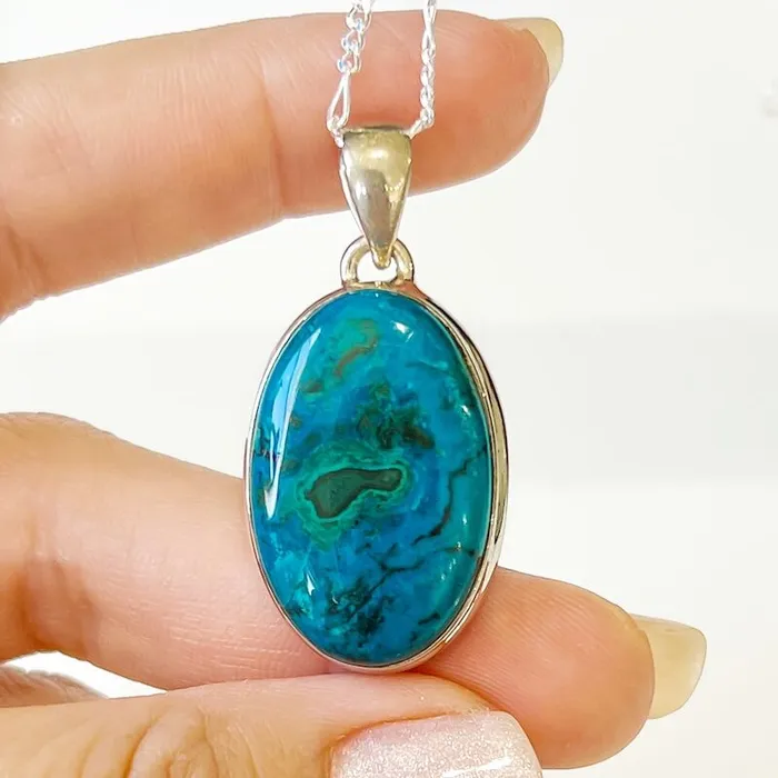 Chrysocolla Sterling Silver Necklace Magic Crystals Necklaces