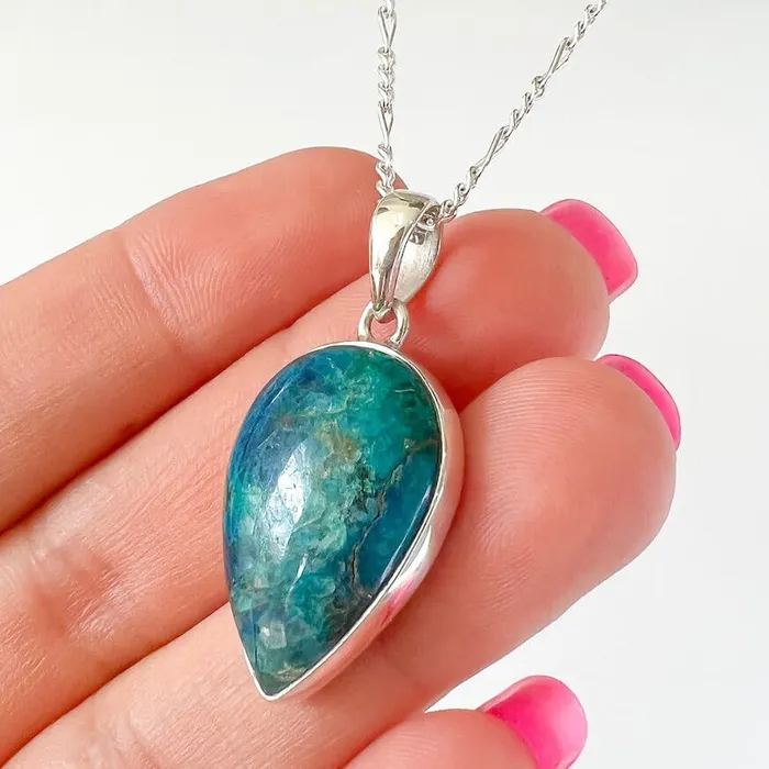 Chrysocolla Sterling Silver Necklace Magic Crystals Necklaces