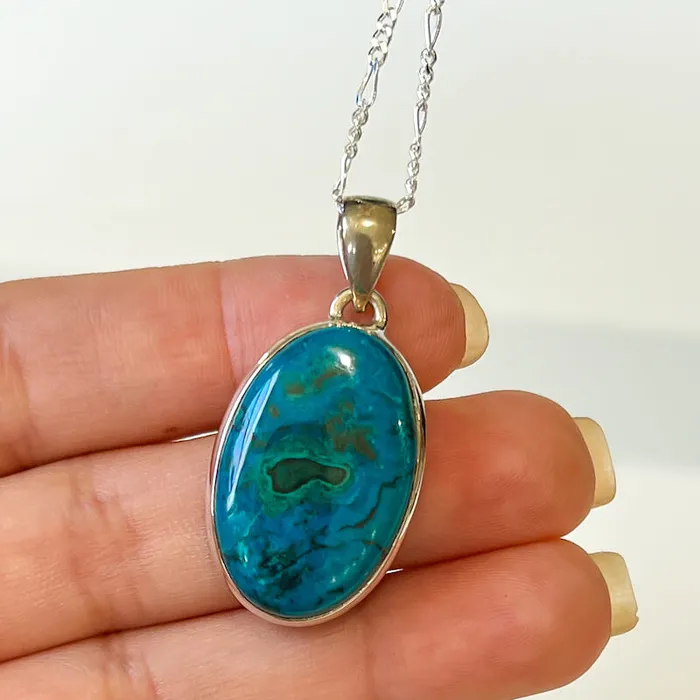 Chrysocolla Sterling Silver Necklace Magic Crystals Necklaces