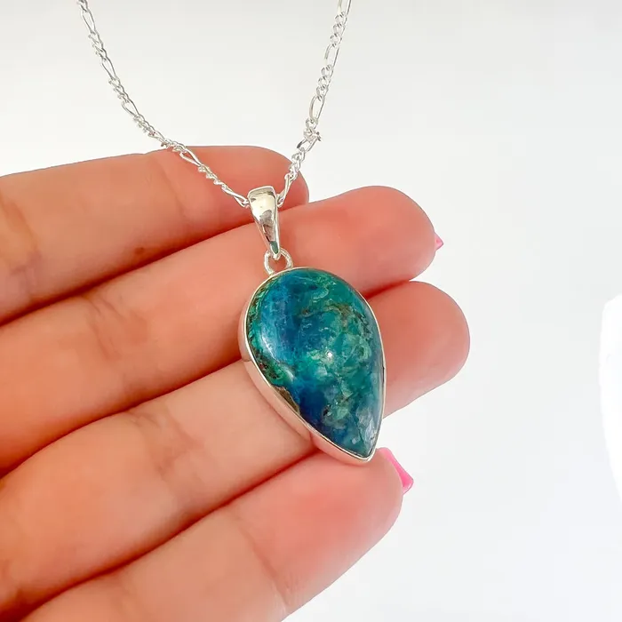 Chrysocolla Sterling Silver Necklace Magic Crystals Necklaces