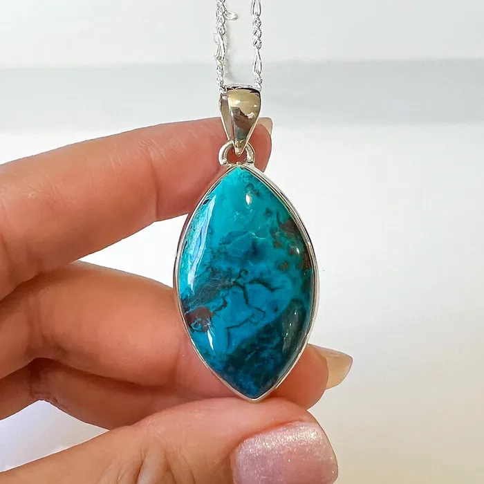 Chrysocolla Sterling Silver Necklace Magic Crystals Necklaces