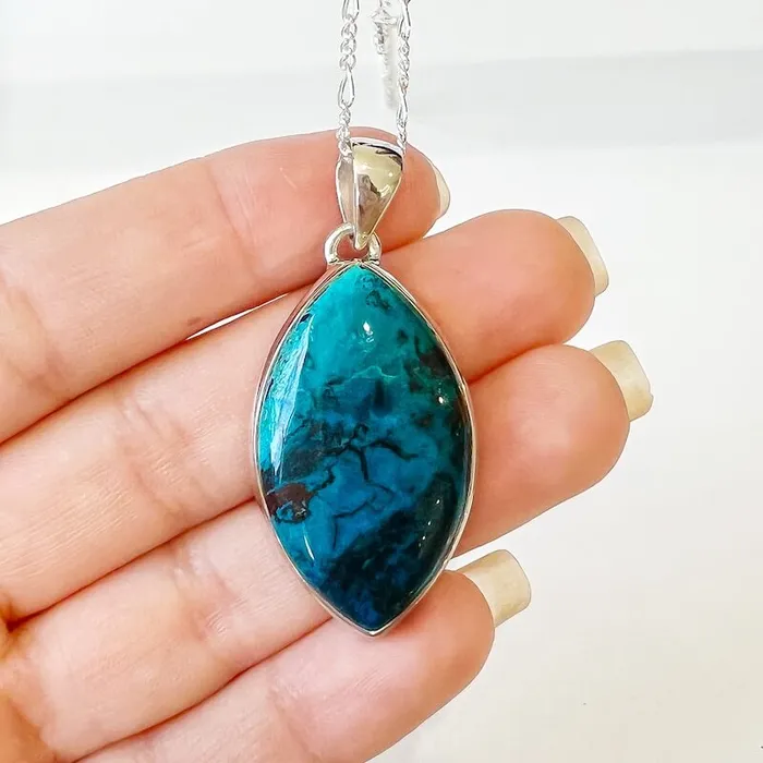Chrysocolla Sterling Silver Necklace Magic Crystals Necklaces