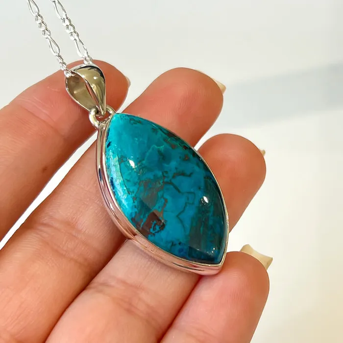Chrysocolla Sterling Silver Necklace Magic Crystals Necklaces