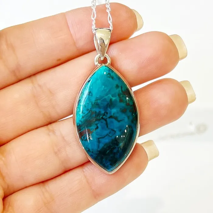 Chrysocolla Sterling Silver Necklace Magic Crystals Necklaces