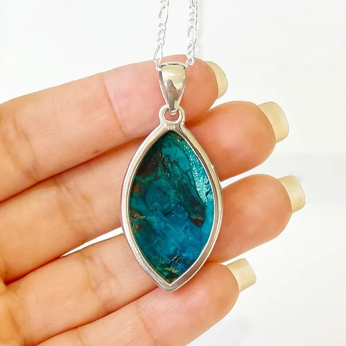 Chrysocolla Sterling Silver Necklace Magic Crystals Necklaces