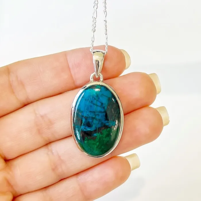 Chrysocolla Sterling Silver Necklace Magic Crystals Necklaces