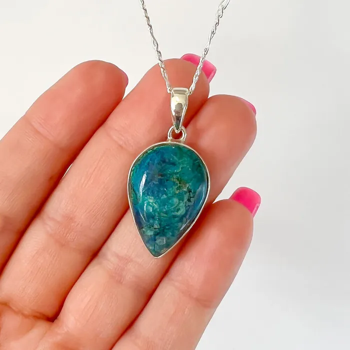 Chrysocolla Sterling Silver Necklace Magic Crystals Necklaces