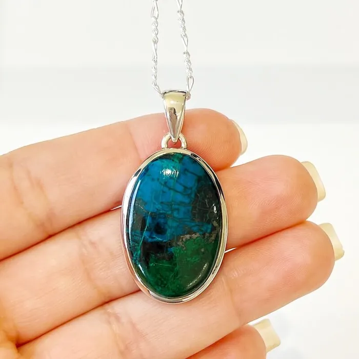 Chrysocolla Sterling Silver Necklace Magic Crystals Necklaces