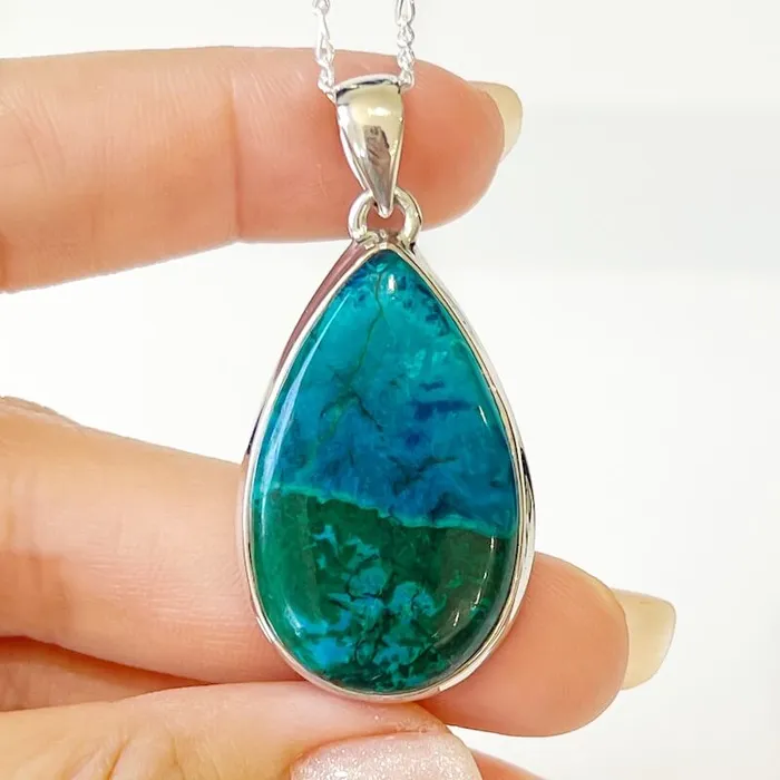 Chrysocolla Sterling Silver Necklace Magic Crystals Necklaces