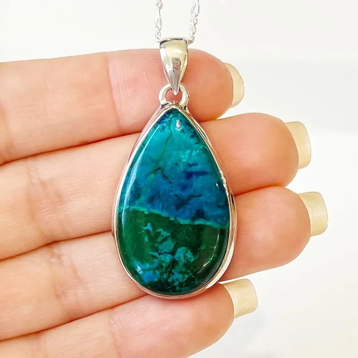 Chrysocolla Sterling Silver Necklace Magic Crystals Necklaces