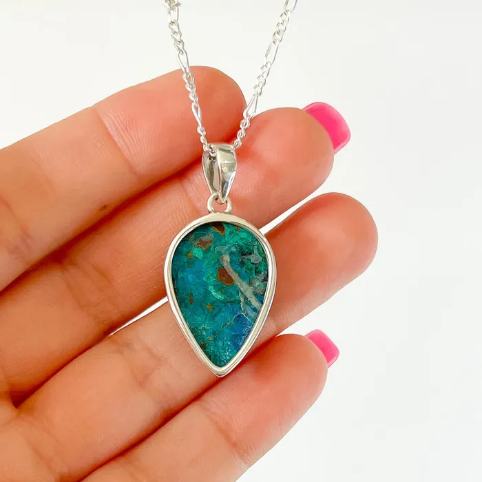 Chrysocolla Sterling Silver Necklace Magic Crystals Necklaces