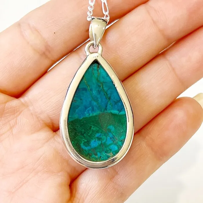 Chrysocolla Sterling Silver Necklace Magic Crystals Necklaces