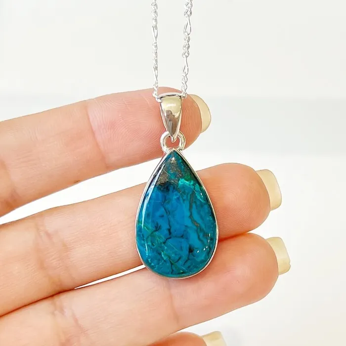 Chrysocolla Sterling Silver Necklace Magic Crystals Necklaces