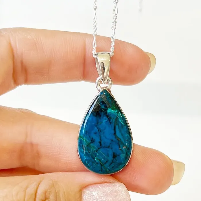 Chrysocolla Sterling Silver Necklace Magic Crystals Necklaces
